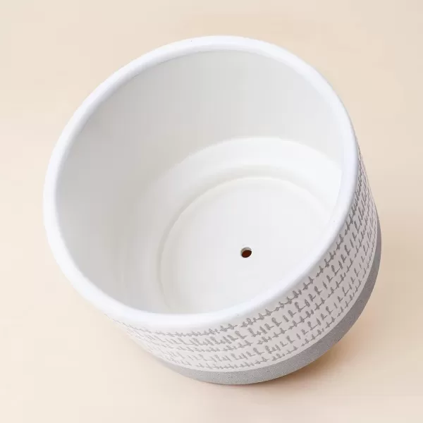 LA Jolie Muse White Planter with Stand,Mid Century Planters for Indoor Plants,Ceramic Plant Pot with Stand - 8 Inch Unique Modern Flower Pots Indoor with Drainage Holes