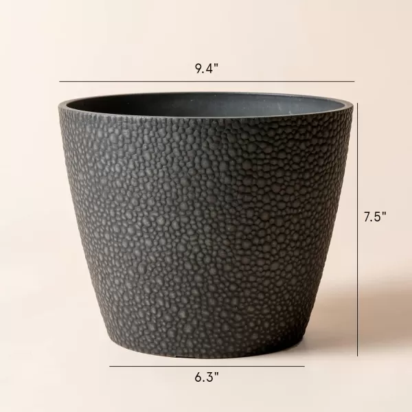 La Jolie Muse Flower Pots Indoor Outdoor Planter - 8.6 Inch Planter Pot W/ Drainage, Modern Plant Pot, Speckled-Black