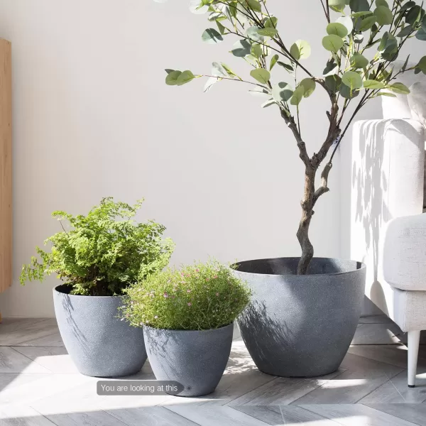 La Jolie Muse Flower Pots Indoor Outdoor Planter - 8.6 Inch Planter Pot W/ Drainage, Modern Plant Pot, Speckled-Black