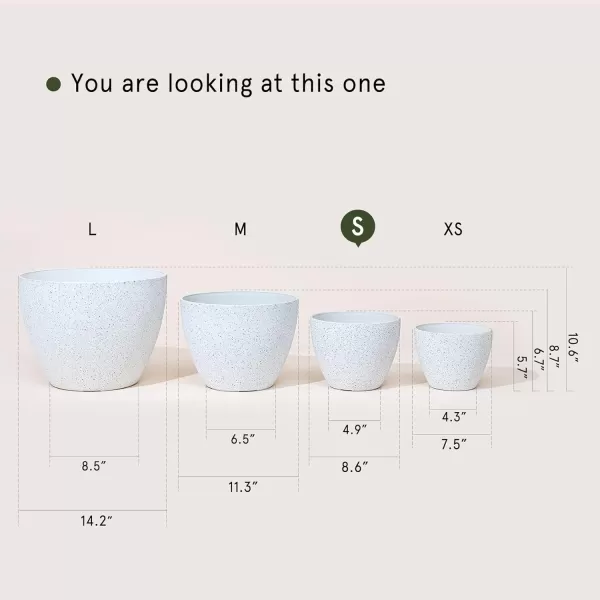 La Jolie Muse Flower Pots Indoor Outdoor Planter - 8.6 Inch Planter Pot W/ Drainage, Modern Plant Pot, Speckled-Black