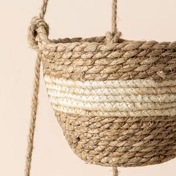 Natural Seagrass Hanging Planter Basket Set, Indoor Plant Pots, Boho Decor Plant Pot Cover, 12.4  6.3  Inch, Pack 2