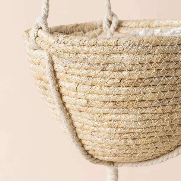 Natural Seagrass Hanging Planter Basket Set, Indoor Plant Pots, Boho Decor Plant Pot Cover, 12.4  6.3  Inch, Pack 2
