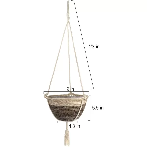 Natural Seagrass Hanging Planter Basket Set, Indoor Plant Pots, Boho Decor Plant Pot Cover, 12.4  6.3  Inch, Pack 2