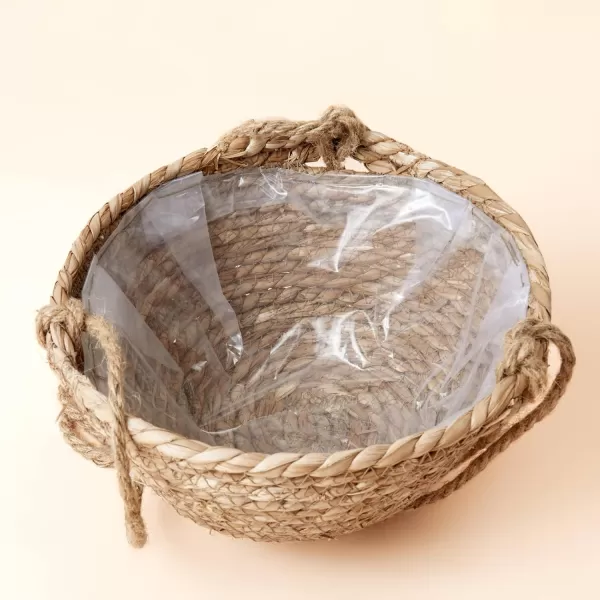 Natural Seagrass Hanging Planter Basket Set, Indoor Plant Pots, Boho Decor Plant Pot Cover, 12.4  6.3  Inch, Pack 2