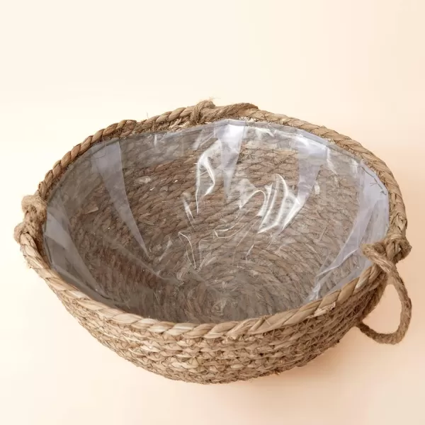 Natural Seagrass Hanging Planter Basket Set, Indoor Plant Pots, Boho Decor Plant Pot Cover, 12.4  6.3  Inch, Pack 2