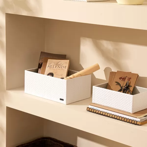 Storage Baskets Set 4 - Stackable Woven Basket Paper Rope Bin, Storage Boxes for Makeup Closet Bathroom Bedroom 