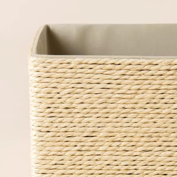 Storage Baskets Set 4 - Stackable Woven Basket Paper Rope Bin, Storage Boxes for Makeup Closet Bathroom Bedroom 