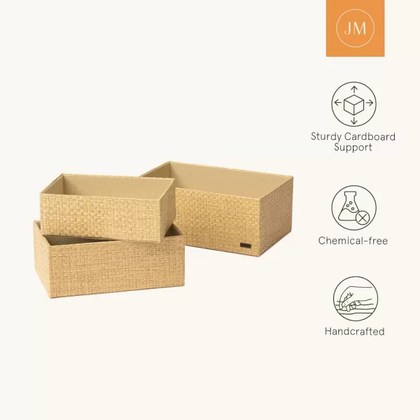 Storage Baskets Set 4 - Stackable Woven Basket Paper Rope Bin, Storage Boxes for Makeup Closet Bathroom Bedroom 