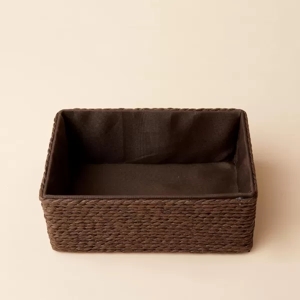 Storage Baskets Set 4 - Stackable Woven Basket Paper Rope Bin, Storage Boxes for Makeup Closet Bathroom Bedroom 