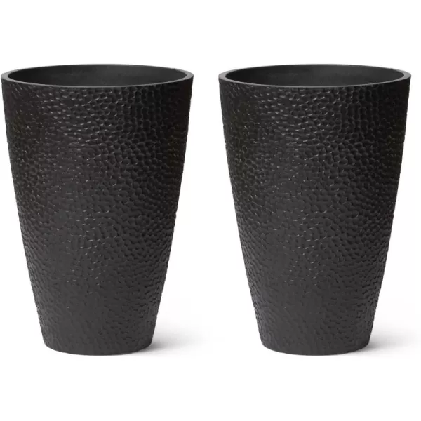 LA JOLIE MUSE 20 inch Tall Planters Set of 2, Tall Round Planters for Indoor/Outdoor Plants, Grey Flower Pots for Front Door,Patio and Deck,Honeycomb.