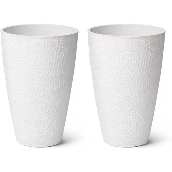 LA JOLIE MUSE 20 inch Tall Planters Set of 2, Tall Round Planters for Indoor/Outdoor Plants, Grey Flower Pots for Front Door,Patio and Deck,Honeycomb.
