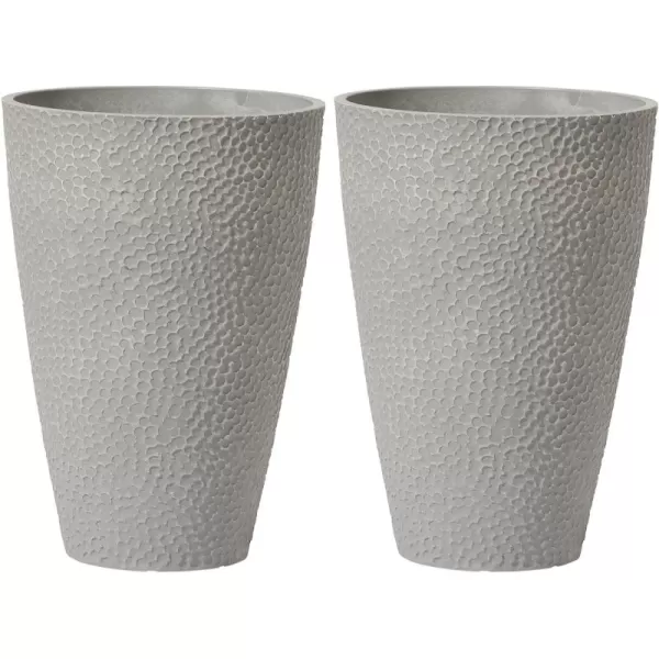 LA JOLIE MUSE 20 inch Tall Planters Set of 2, Tall Round Planters for Indoor/Outdoor Plants, Grey Flower Pots for Front Door,Patio and Deck,Honeycomb.