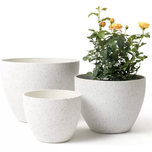 LA JOLIE MUSE Flower Pots Outdoor Indoor Planter - 14.2 inch Garden Pots Tree Planter for Patio, Deck,Garden,Rock Gray,Set of 2