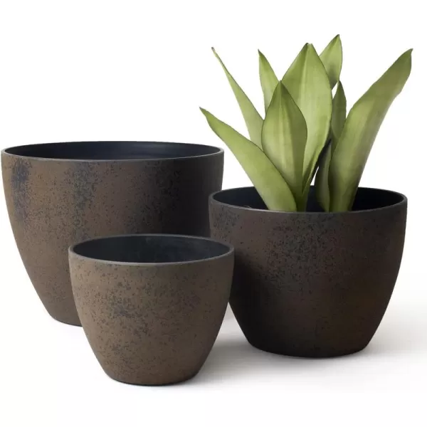 LA JOLIE MUSE Flower Pots Outdoor Indoor Planter - 14.2 inch Garden Pots Tree Planter for Patio, Deck,Garden,Rock Gray,Set of 2