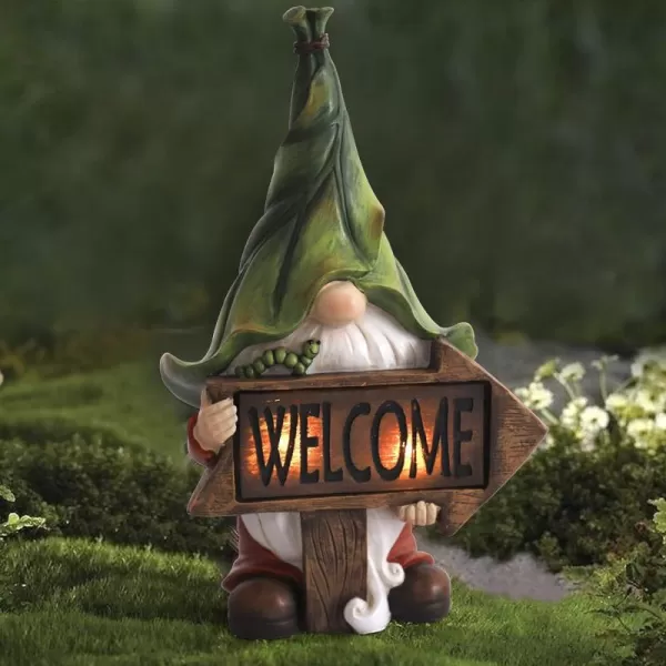 LA JOLIE MUSE Garden Gnomes Statue -8'' Resin Garden Snail with Gnome Figurine with Solar LED Lights, Outdoor Decoration for Patio Yard Lawn Porch, Garden Gifts for Mom, Ornament