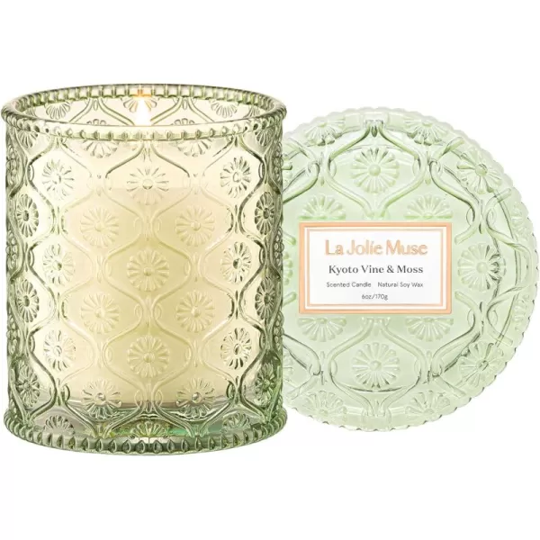 LA JOLIE MUSE Kyoto Vine &amp; Moss Scented Candles, Vine Candles for Home Scented, Natural Soy Wax Candle, Candles Gifts for Women, 6 oz 40 Hours Burn