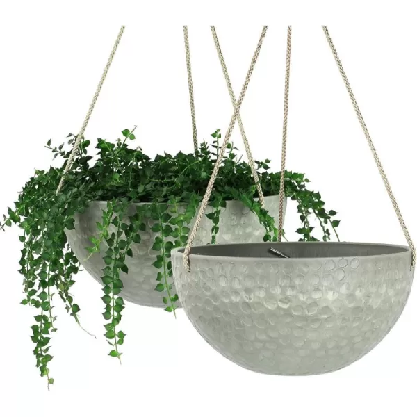 LA JOLIE MUSE Large Hanging Planters for Outdoor Plants - Hanging Flower Pots Weathered Gray 