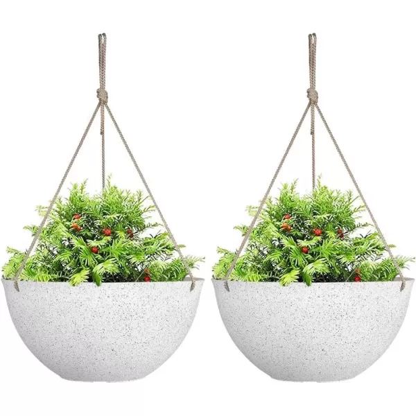 LA JOLIE MUSE Large Hanging Planters for Outdoor Plants - Hanging Flower Pots Weathered Gray 
