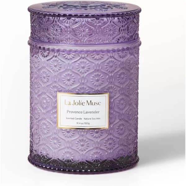 LA JOLIE MUSE Lavender Candle, Mother Day Gift, Spring Candle, Large Natural Soy Candle, 90 Hours Burning Time, Wood Wicked Candle, Aromatherapy Candle Gifts for Women, Luxury Candles for Home