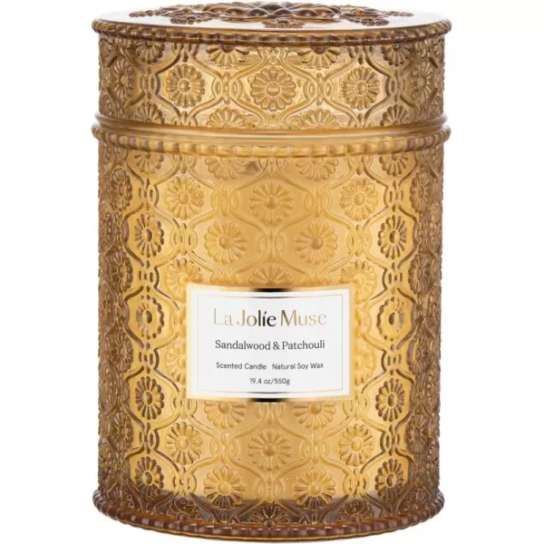 LA JOLIE MUSE Lavender Candle, Mother Day Gift, Spring Candle, Large Natural Soy Candle, 90 Hours Burning Time, Wood Wicked Candle, Aromatherapy Candle Gifts for Women, Luxury Candles for Home
