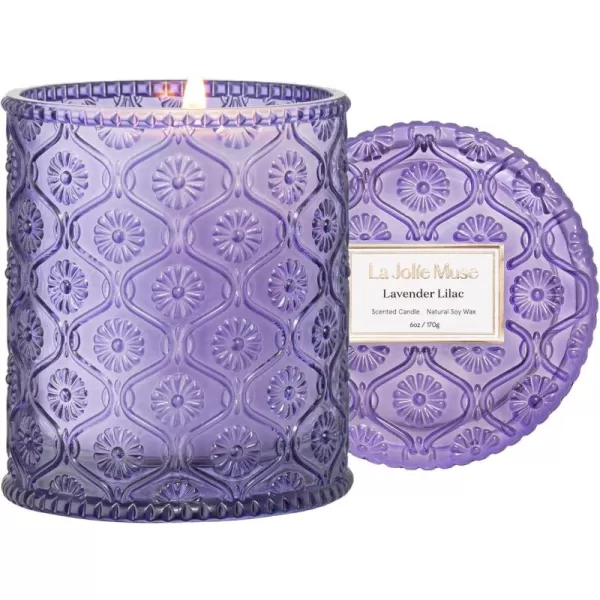 LA JOLIE MUSE Lavender Candle, Mothers Day Candles for Women, Lavender Lilac Candle, Scented Candle Gift for Mom, Aromatherapy Candle, Candles for Home Scented