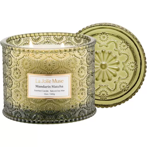 LA JOLIE MUSE Moroccan Amber Candle, Candles for Home Scented, Large 2-Wick Soy Candle, Scented Candle Gifts for Men &amp; Women, Long Burning Time, Holiday Candle