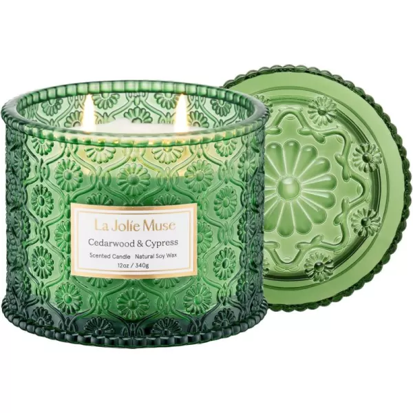LA JOLIE MUSE Moroccan Amber Candle, Candles for Home Scented, Large 2-Wick Soy Candle, Scented Candle Gifts for Men &amp; Women, Long Burning Time, Holiday Candle