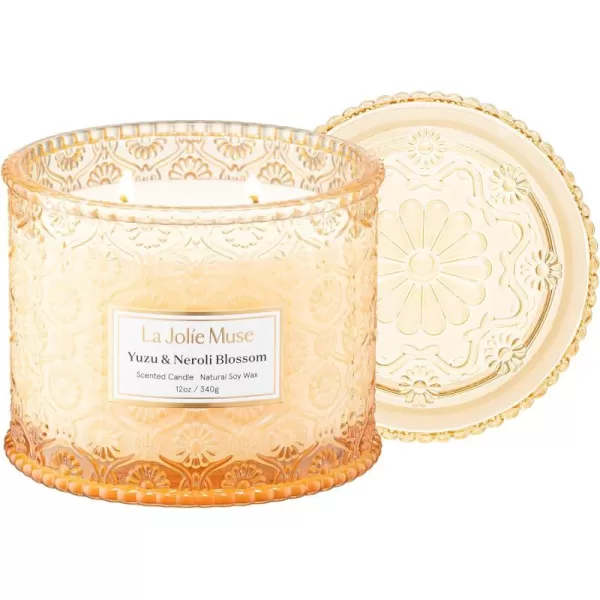 LA JOLIE MUSE Moroccan Amber Candle, Candles for Home Scented, Large 2-Wick Soy Candle, Scented Candle Gifts for Men &amp; Women, Long Burning Time, Holiday Candle