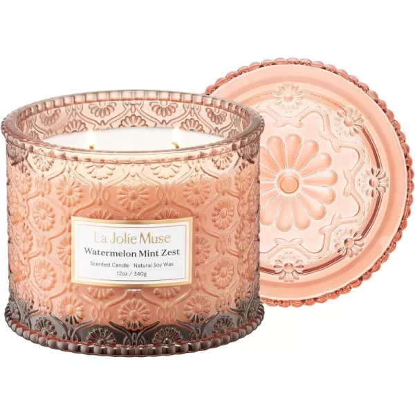 LA JOLIE MUSE Moroccan Amber Candle, Candles for Home Scented, Large 2-Wick Soy Candle, Scented Candle Gifts for Men &amp; Women, Long Burning Time, Holiday Candle