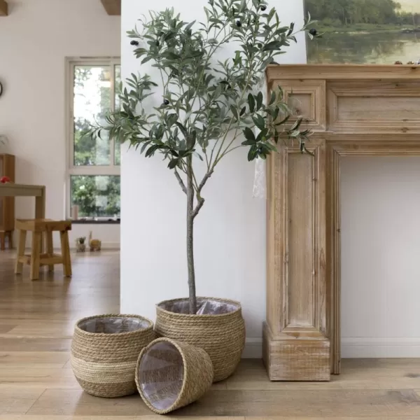 LA JOLIE MUSE Natural Seagrass Large Planter, Plant Pots Cover, Indoor Planters Flower Pots, 13.5+12+9 inch Pack 3