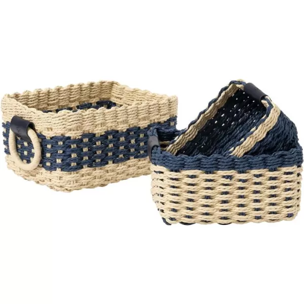 LA JOLIE MUSE Paper Rope Storage Baskets for Organizing, Recycled Wicker Storage Basket Container Bins for Shelves Cupboards Drawer, Small Woven Basket Set of 3 