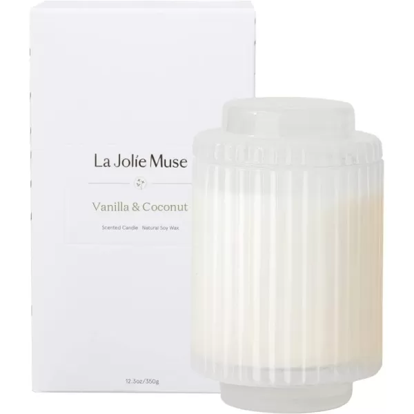 LA JOLIE MUSE Sandalwood &amp; Patchouli Scented Candle, Candles for Home Scented, Luxury Glass Jar Candles for Gift and Home Decor, 80 Hours Long Burning