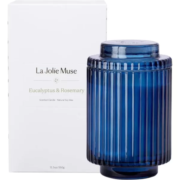LA JOLIE MUSE Sandalwood &amp; Patchouli Scented Candle, Candles for Home Scented, Luxury Glass Jar Candles for Gift and Home Decor, 80 Hours Long Burning