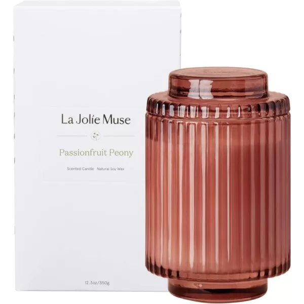 LA JOLIE MUSE Sandalwood &amp; Patchouli Scented Candle, Candles for Home Scented, Luxury Glass Jar Candles for Gift and Home Decor, 80 Hours Long Burning