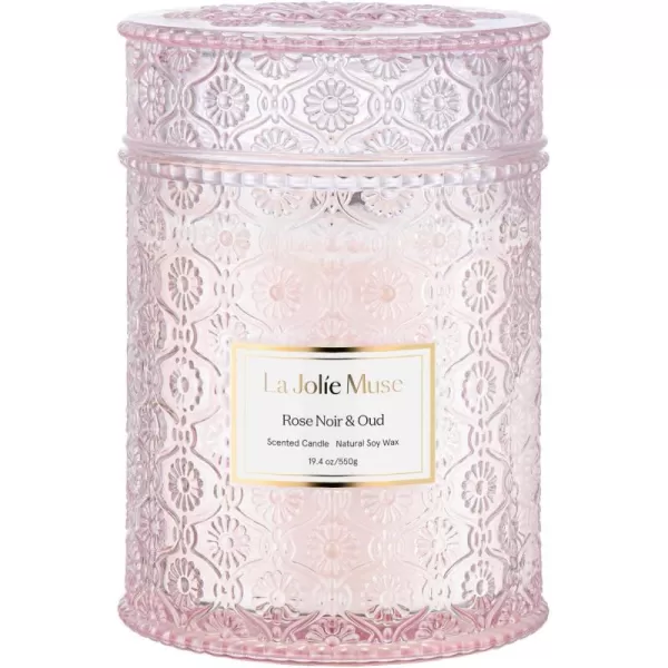 LA JOLIE MUSE Scented Candles Eucalyptus &amp; Sage, Large Wood Wicked Candles, Decorative Candles in Glass, Natural Soy Wax, 19.4oz 90hours