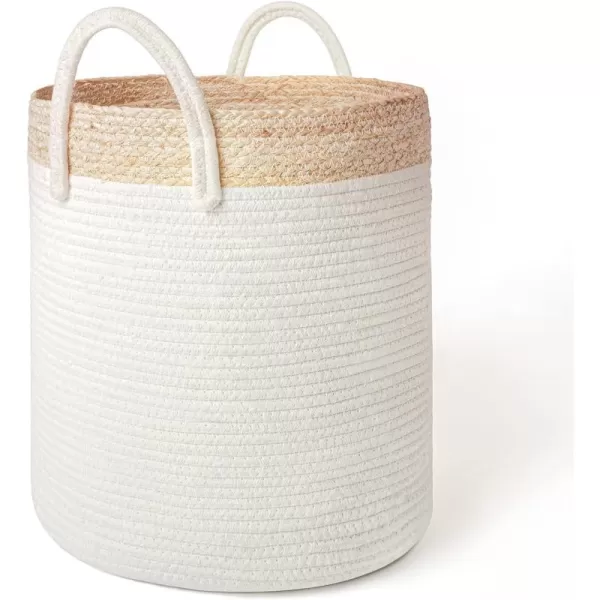 LA JOLIE MUSE Woven Basket Rope Storage Baskets - Large Cotton Organizer, Basket for Baby Blanket, Kids Toy Nursery Laundry Basket Azure M