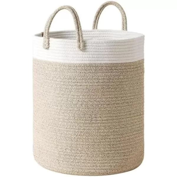 LA JOLIE MUSE Woven Basket Rope Storage Baskets - Large Cotton Organizer, Basket for Baby Blanket, Kids Toy Nursery Laundry Basket Azure M