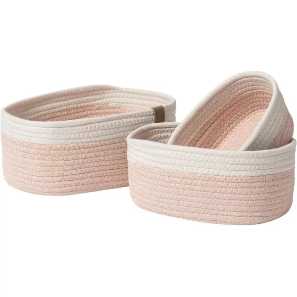 LA JOLIE MUSE Woven Storage Baskets for Organizing, Small Felt and Jute Wicker Basket for Bathroom Shelve Nursery, Decorative Basket Organizer Bins Set of 3, Brown Color Block