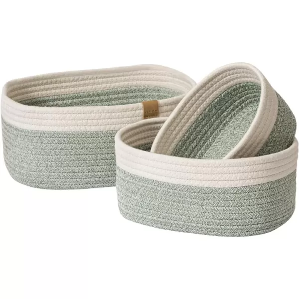 LA JOLIE MUSE Woven Storage Baskets for Organizing, Small Felt and Jute Wicker Basket for Bathroom Shelve Nursery, Decorative Basket Organizer Bins Set of 3, Brown Color Block