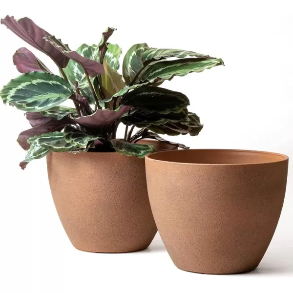 LA Jolie Muse Flower Pots Outdoor Garden Planters, 8.6 +7.5 inch Indoor Plant Pots with Drainage Holes, Speckled White