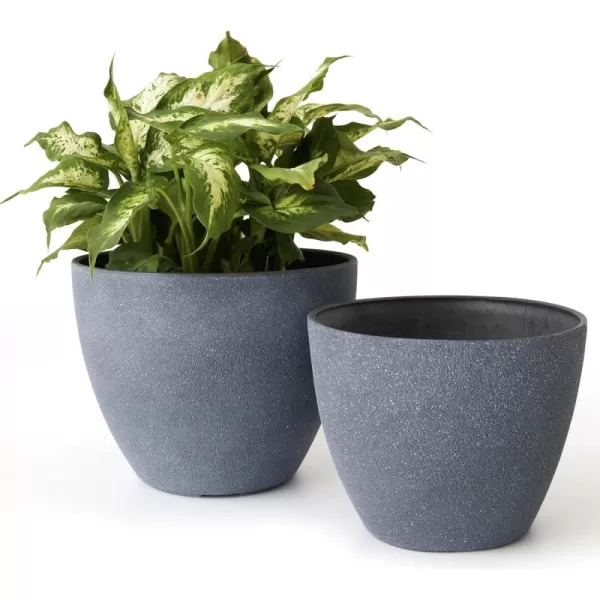 LA Jolie Muse Flower Pots Outdoor Garden Planters, 8.6 +7.5 inch Indoor Plant Pots with Drainage Holes, Speckled White