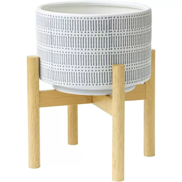 LA Jolie Muse White Planter with Stand,Mid Century Planters for Indoor Plants,Ceramic Plant Pot with Stand - 8 Inch Unique Modern Flower Pots Indoor with Drainage Holes