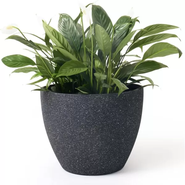 La Jolie Muse Flower Pots Indoor Outdoor Planter - 8.6 Inch Planter Pot W/ Drainage, Modern Plant Pot, Speckled-Black