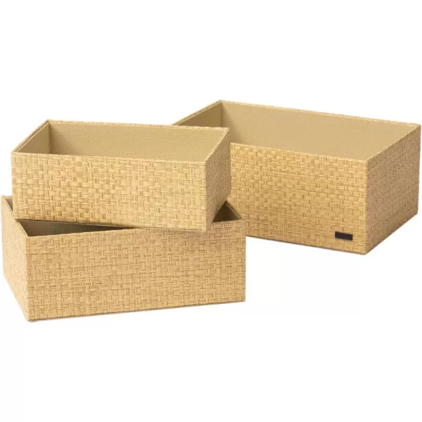 Storage Baskets Set 4 - Stackable Woven Basket Paper Rope Bin, Storage Boxes for Makeup Closet Bathroom Bedroom 