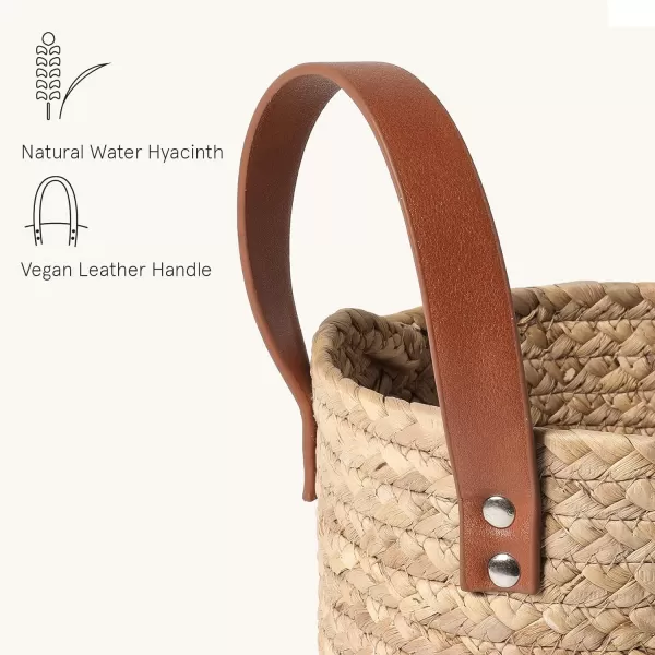 Wall Hanging Small Storage Baskets - Water Hyacinth &amp; Paper Woven Hanging Baskets Set 2, Garden Planters Baskets