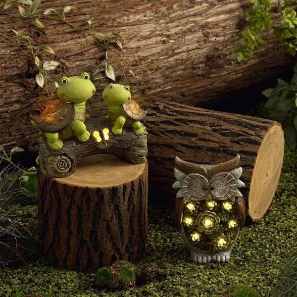 La Jolíe Muse Owl Garden Statue Garden Decor with Solar LED Lights for Yard Patio, Owl Gifts for Owl Lovers, Outdoor Decorations Lawn Ornaments Animal Figurine, 10.5 x 6 Inch