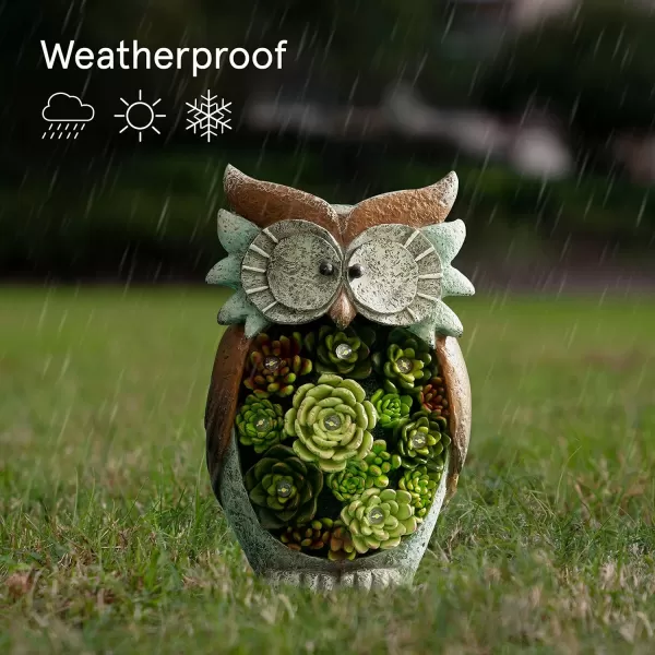 La Jolíe Muse Owl Garden Statue Garden Decor with Solar LED Lights for Yard Patio, Owl Gifts for Owl Lovers, Outdoor Decorations Lawn Ornaments Animal Figurine, 10.5 x 6 Inch
