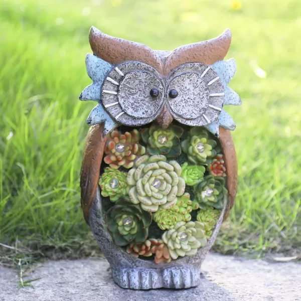 La Jolíe Muse Owl Garden Statue Garden Decor with Solar LED Lights for Yard Patio, Owl Gifts for Owl Lovers, Outdoor Decorations Lawn Ornaments Animal Figurine, 10.5 x 6 Inch