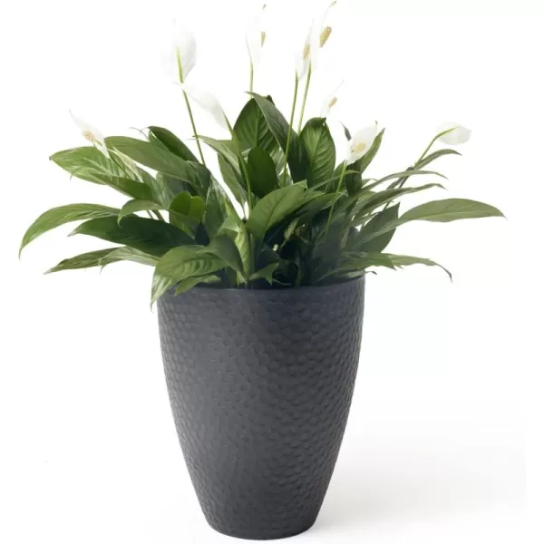 LA Jolie Muse Tall Planter Outdoor- 14.2 Inch Large Indoor &amp; Outdoor Tree Planter, Plant Pot Containers, Black, Honeycomb