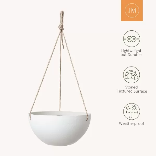 LA Jolie Muse Large Hanging Planters - 13 Inch Hanging Planters for Outdoor Plants, Outdoor Hanging Planters Set of 2, White Stone, Honeycomb